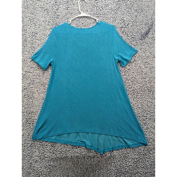 Chicos Travelers Asymmetrical Mini Dress Womens M Travel Vacation Resort Blue - Picture 2 of 10